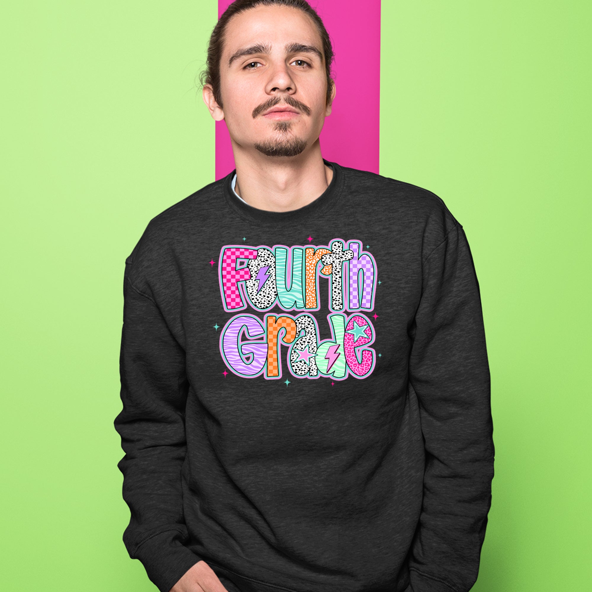 Fourth Grade Fierce Colorful Back to School Adult Crewneck Sweatshirt 
