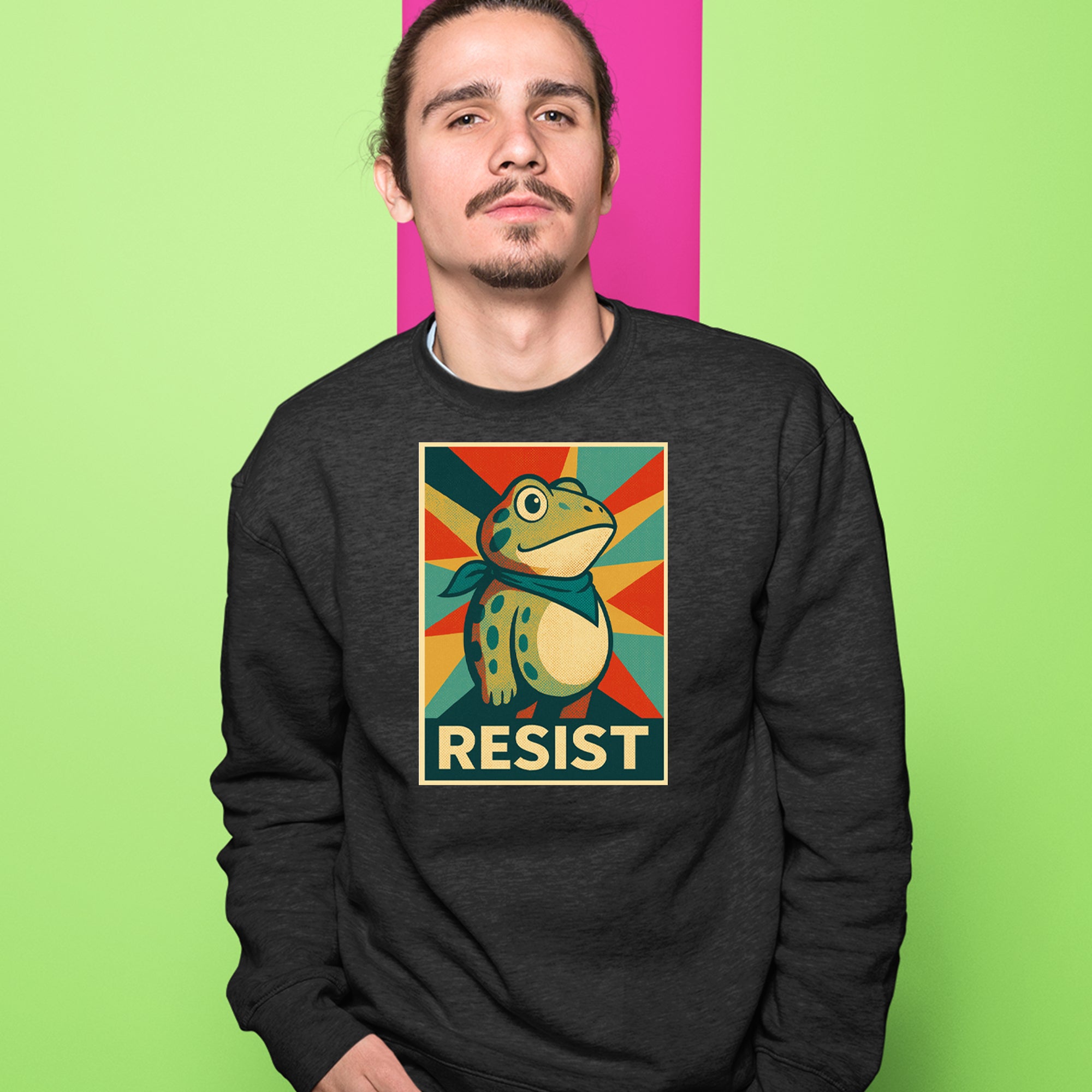 Resist Portland Protest Frog Adult Crewneck Sweatshirt 