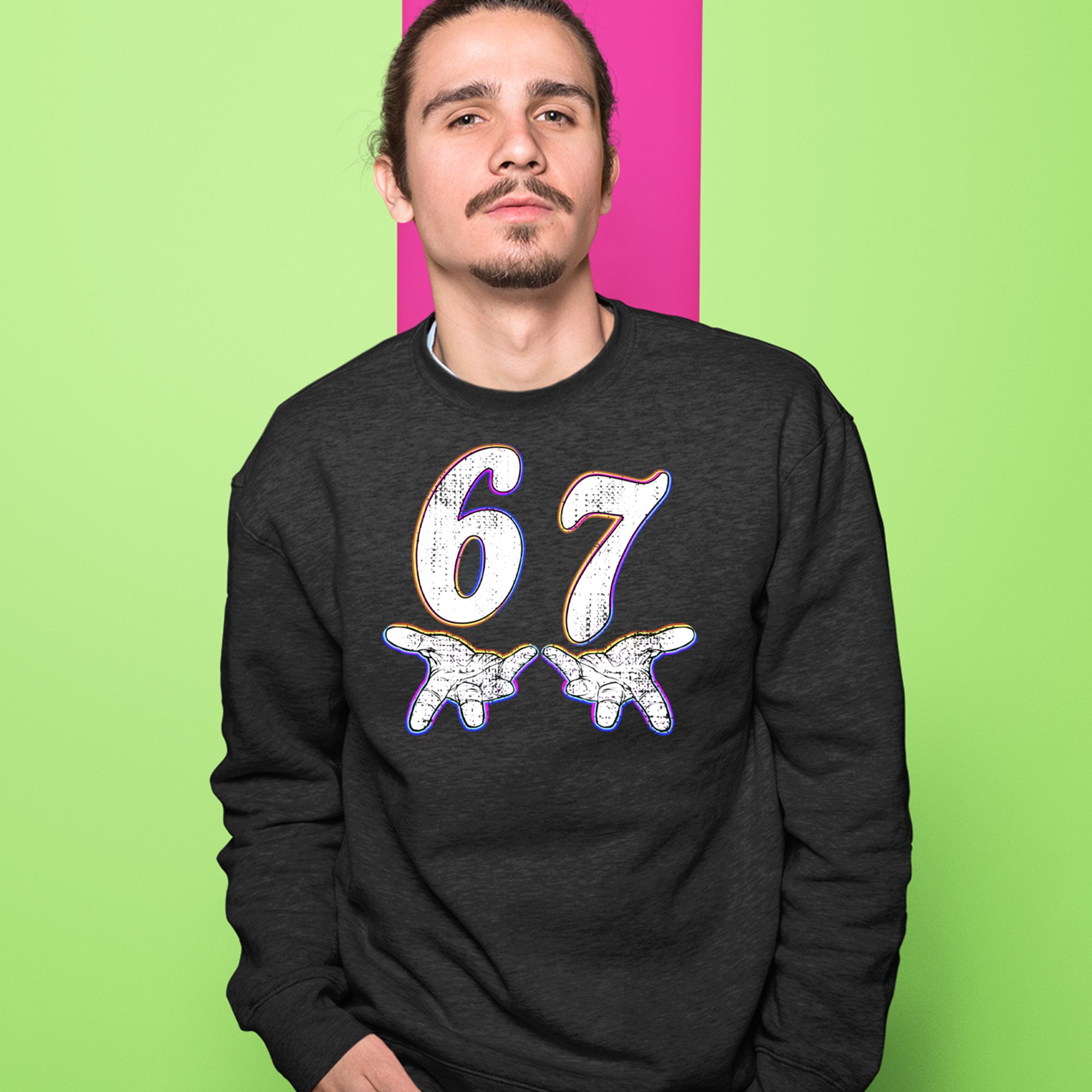 67 Hands Meme Viral Drill Adult Crewneck Sweatshirt 