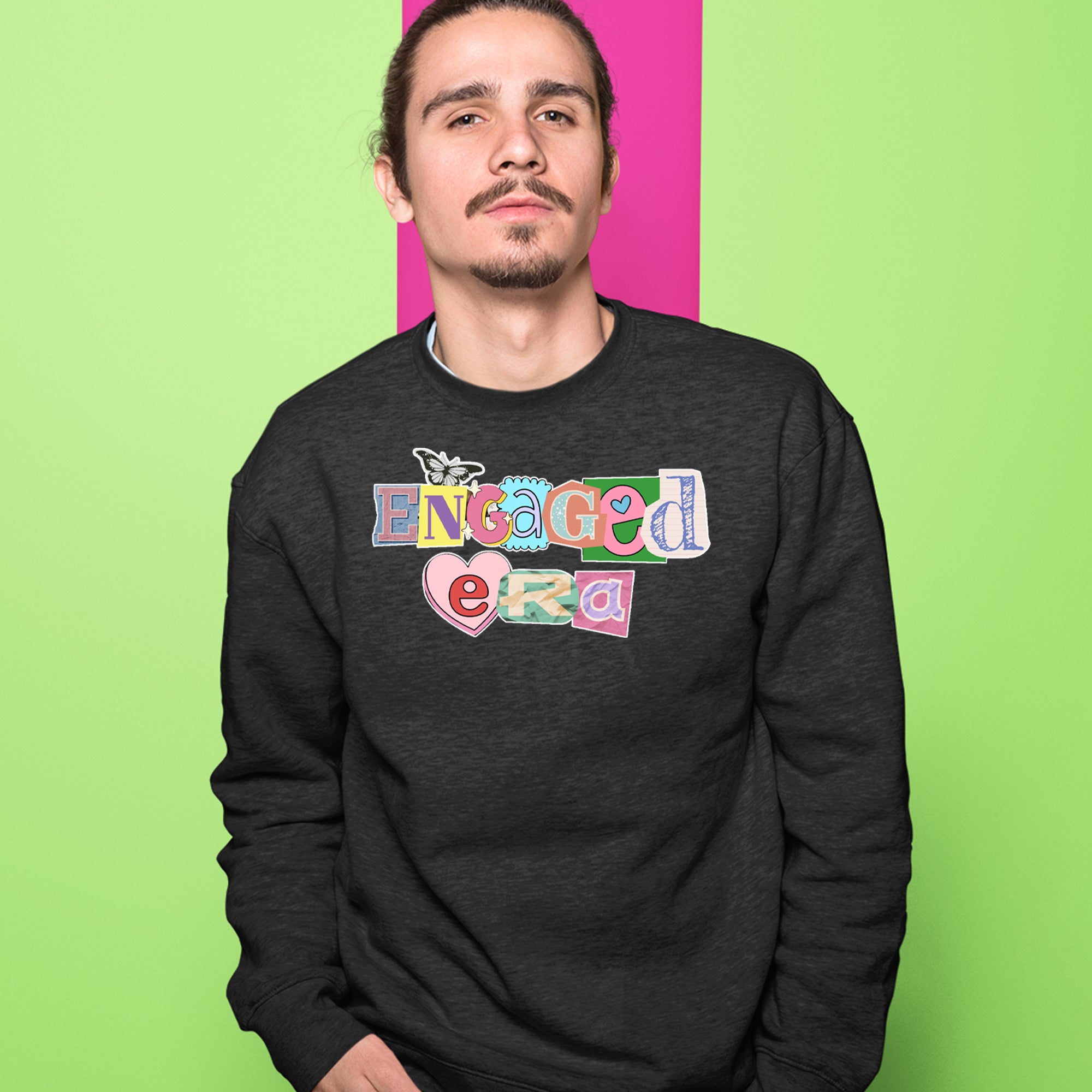 Engaged Era Aesthetic Retro Collage Design Adult Crewneck Sweatshirt 