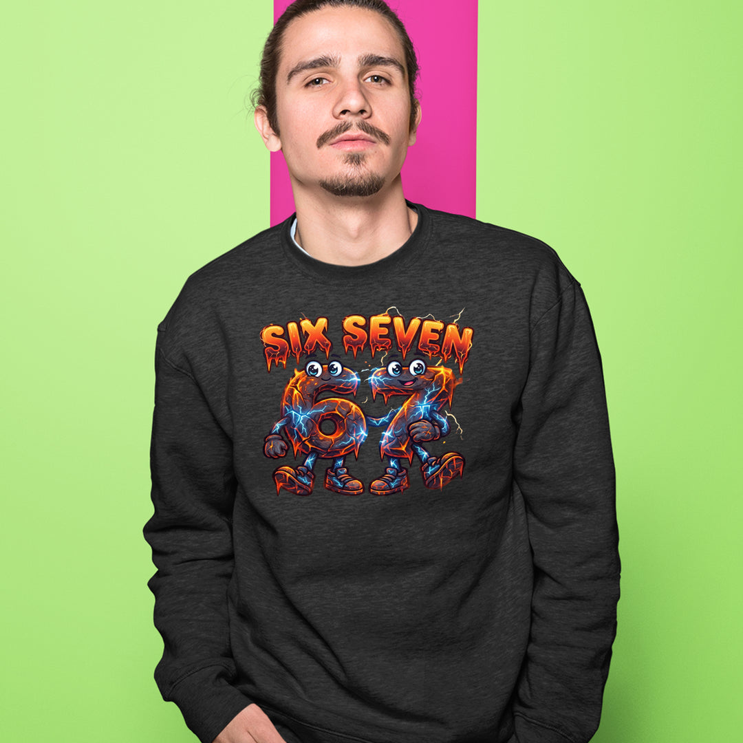 67 Lava Lightning Six Seven Meme Adult Crewneck Sweatshirt 