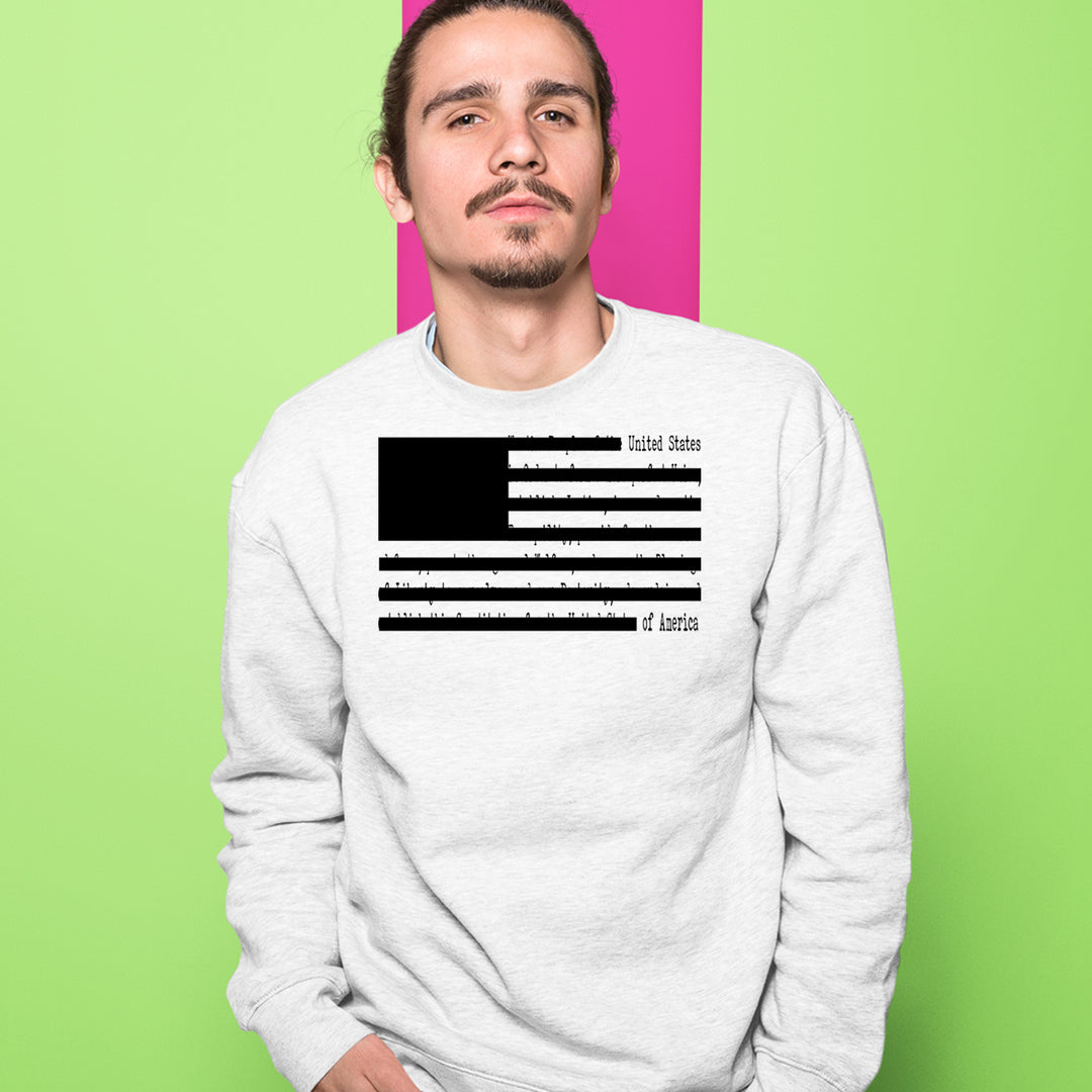 Redacted American Flag Adult Crewneck Sweatshirt 