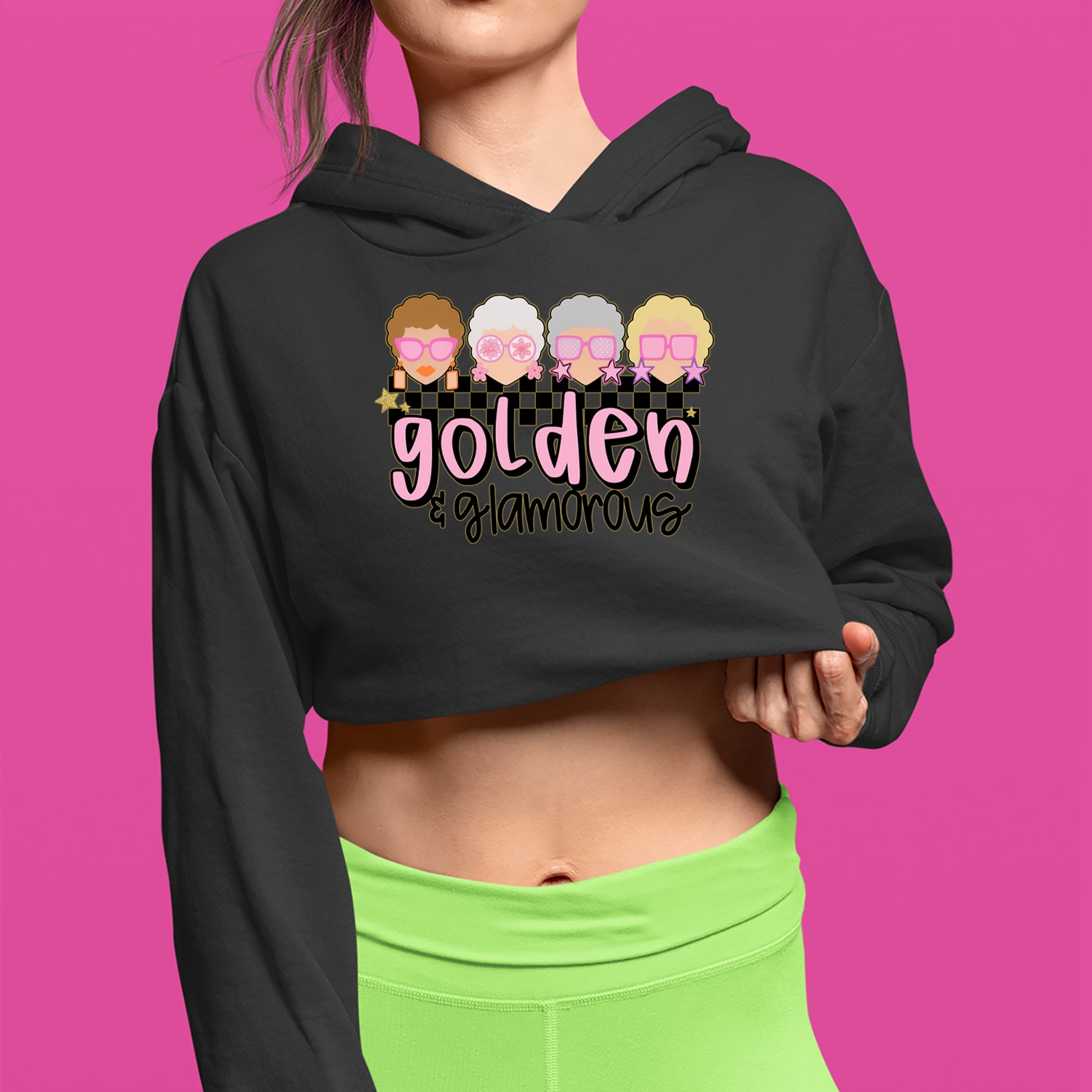 Golden And Glamorous Golden Girls Cropped Hoodie Sweatshirt 