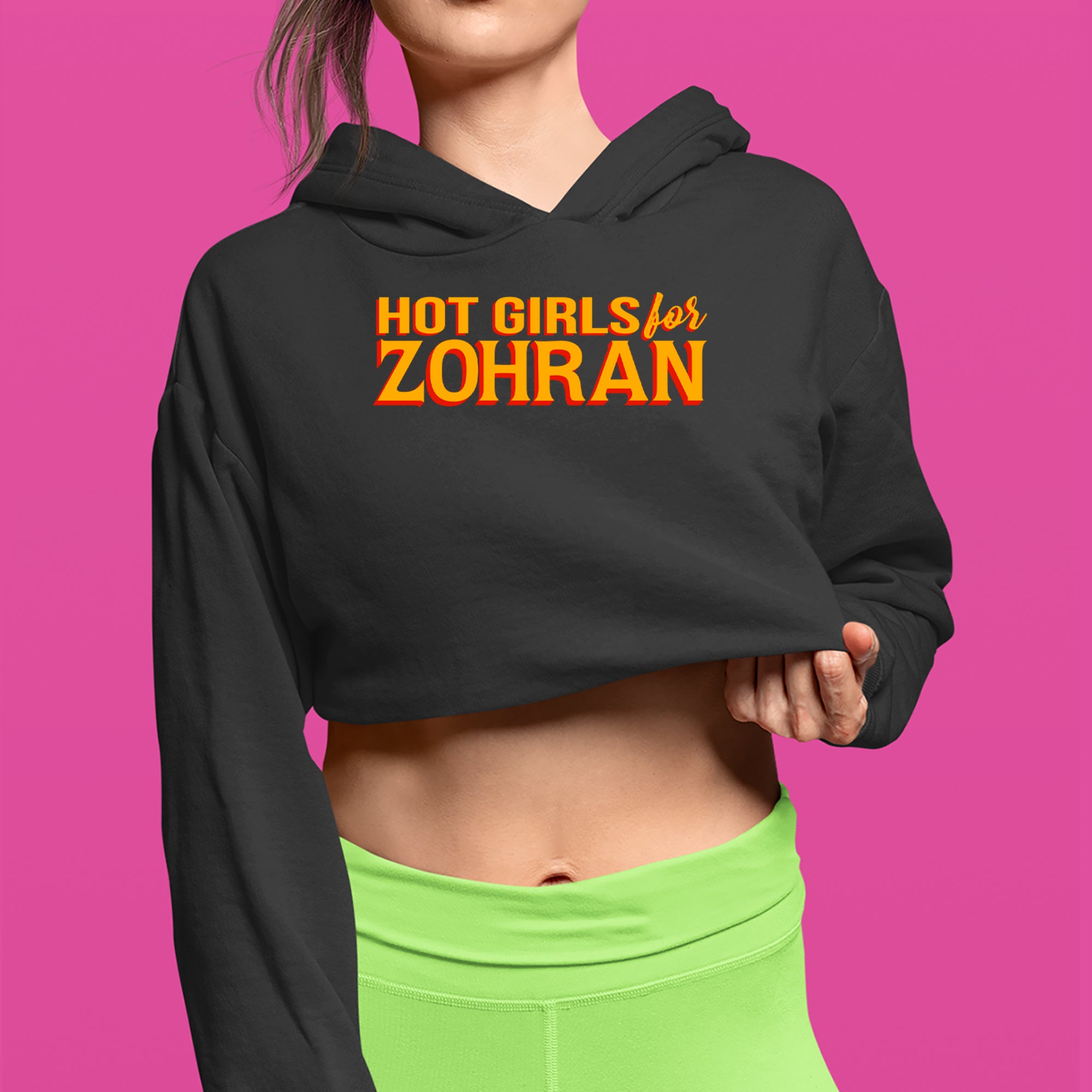 Hot Girls for Zohran Meme Cropped Hoodie Sweatshirt 