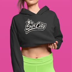 Sin City Vegas Retro Vintage Cropped Hoodie Sweatshirt 
