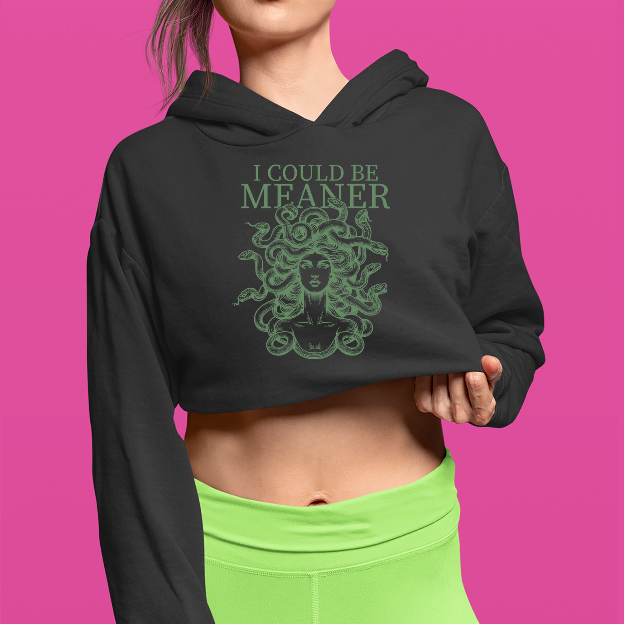Medusa I Could Be Meaner Cropped Hoodie Sweatshirt 