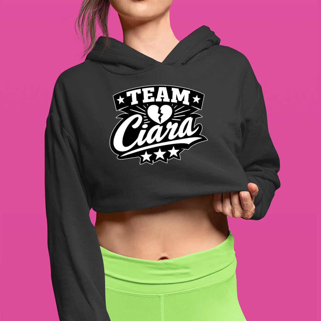 Team Ciara Scamanda Broken Heart graphic on Women's Cropped Fleece Hoodie alternate view 2