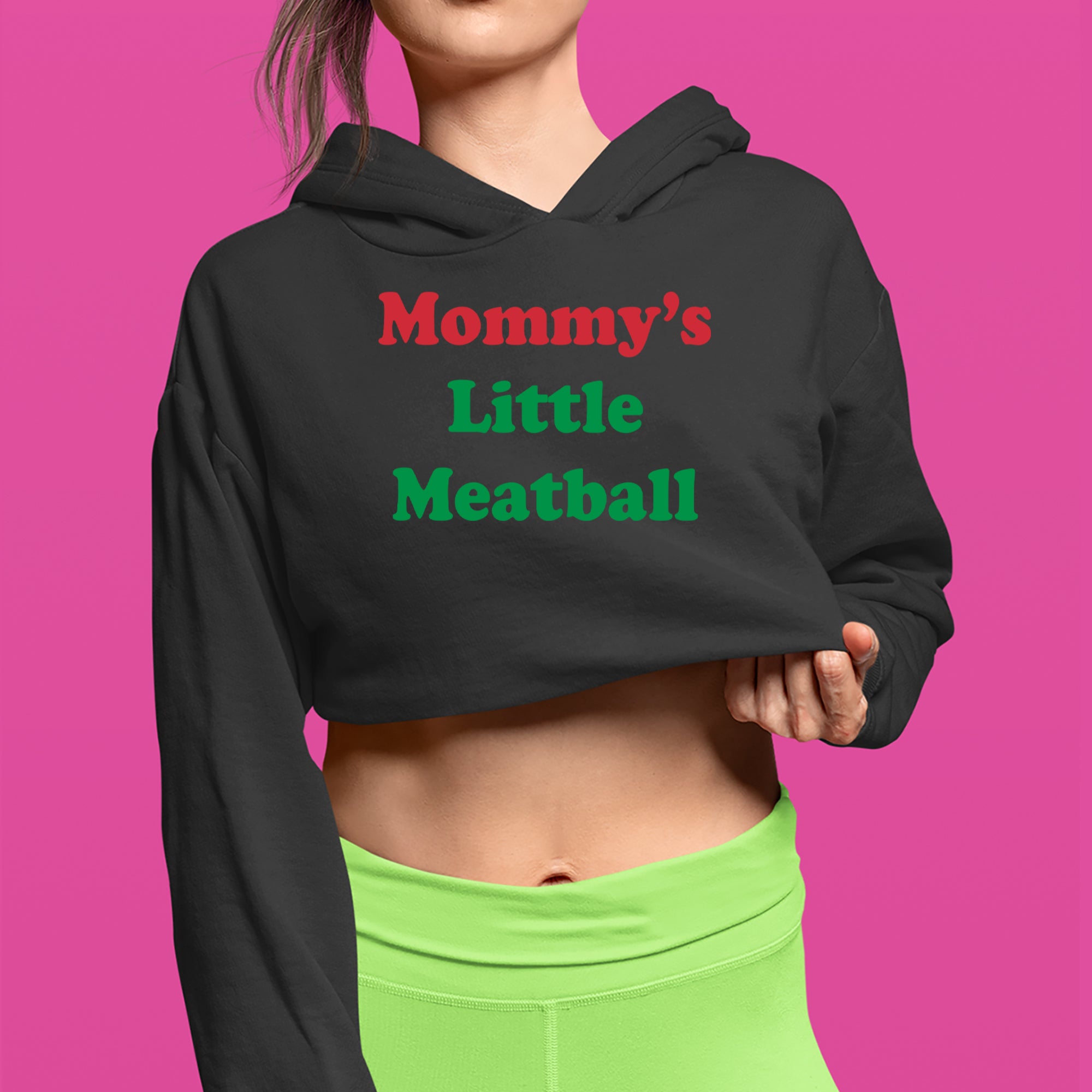 Mommy's Little Meatball Love Island Cropped Hoodie Sweatshirt 