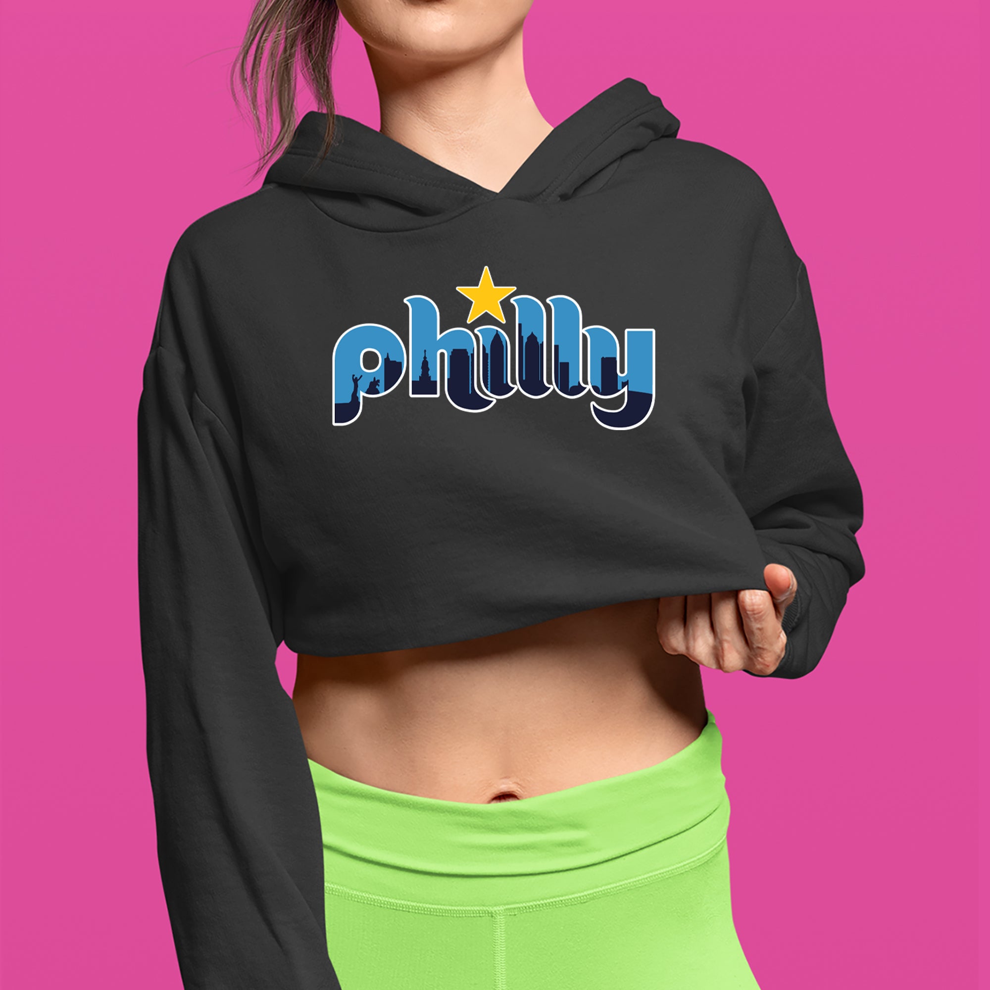 Skyline Philly Philadelphia Cropped Hoodie Sweatshirt 