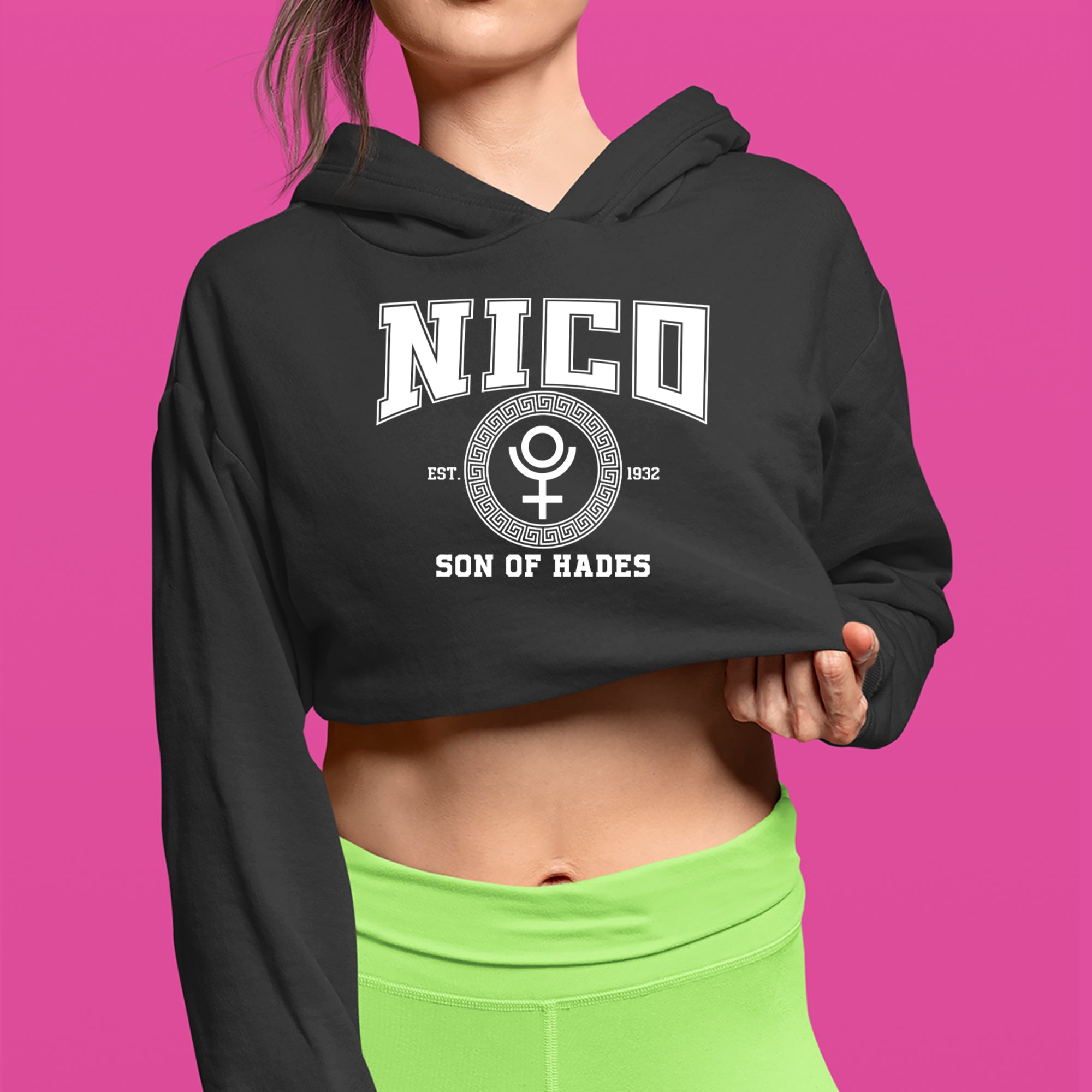 Nico Son of Hades Underworld Crest Cropped Hoodie Sweatshirt 