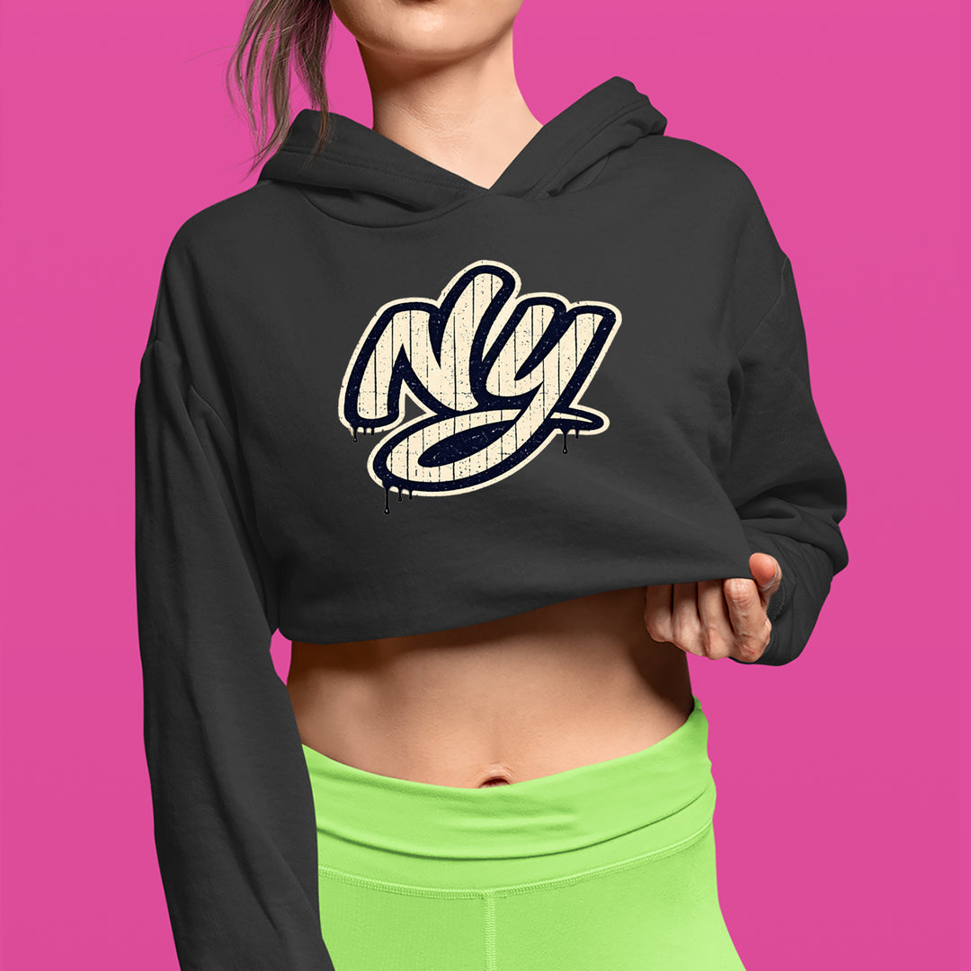 NYC New York City Grunge Street Cropped Hoodie Sweatshirt 