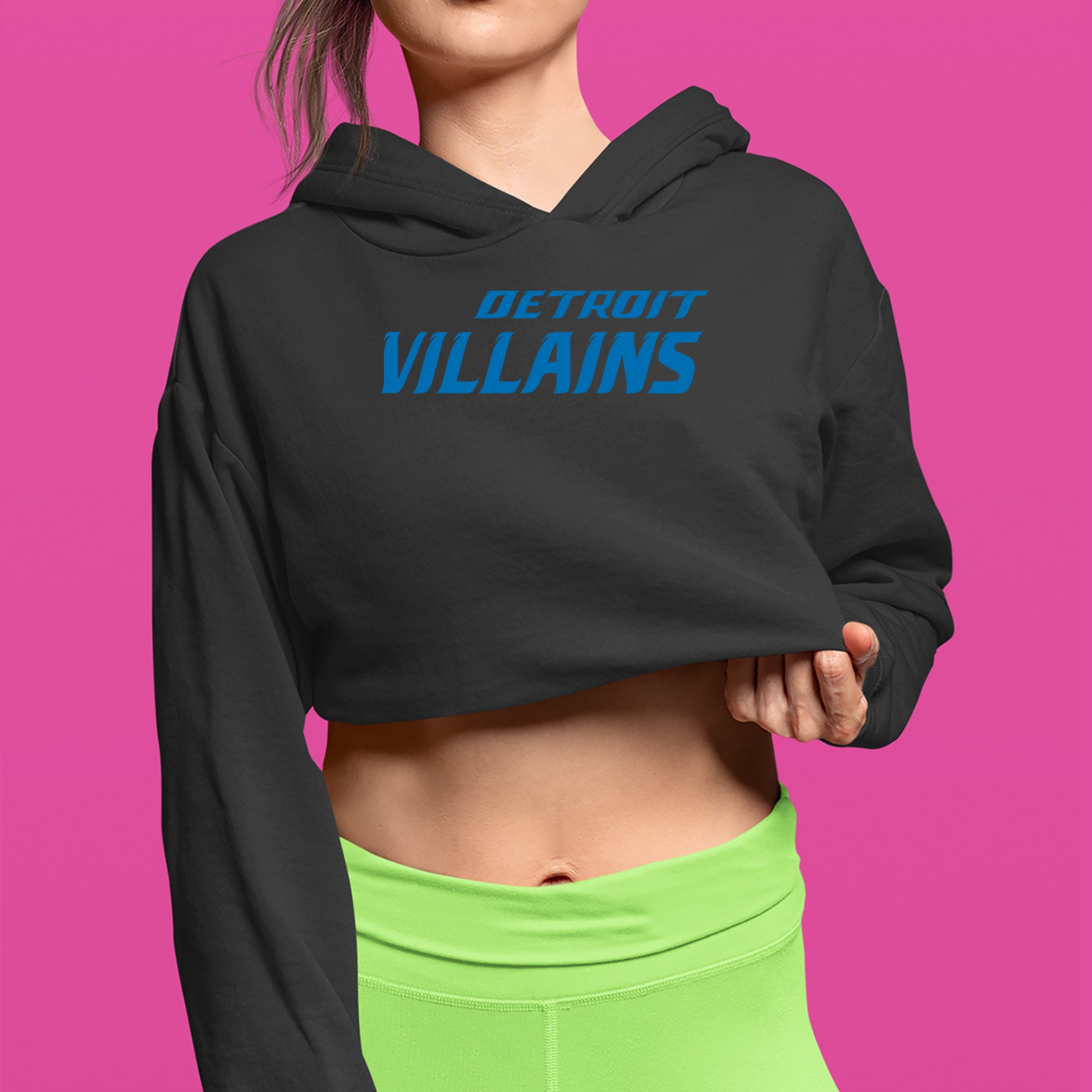 Detroit Villains Grit Football Cropped Hoodie Sweatshirt 
