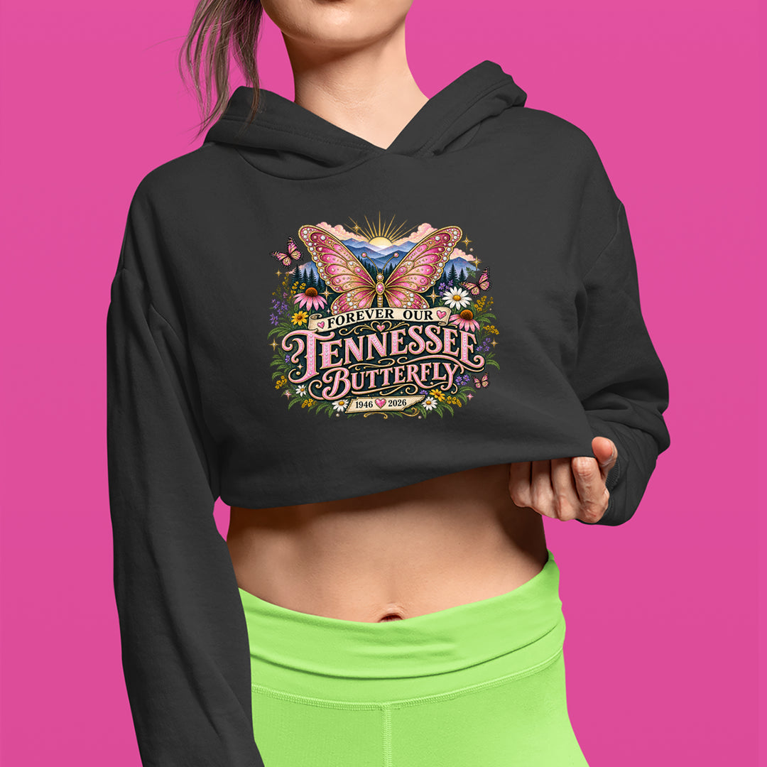 Forever Our Tennessee Butterfly Dolly Cropped Hoodie Sweatshirt 