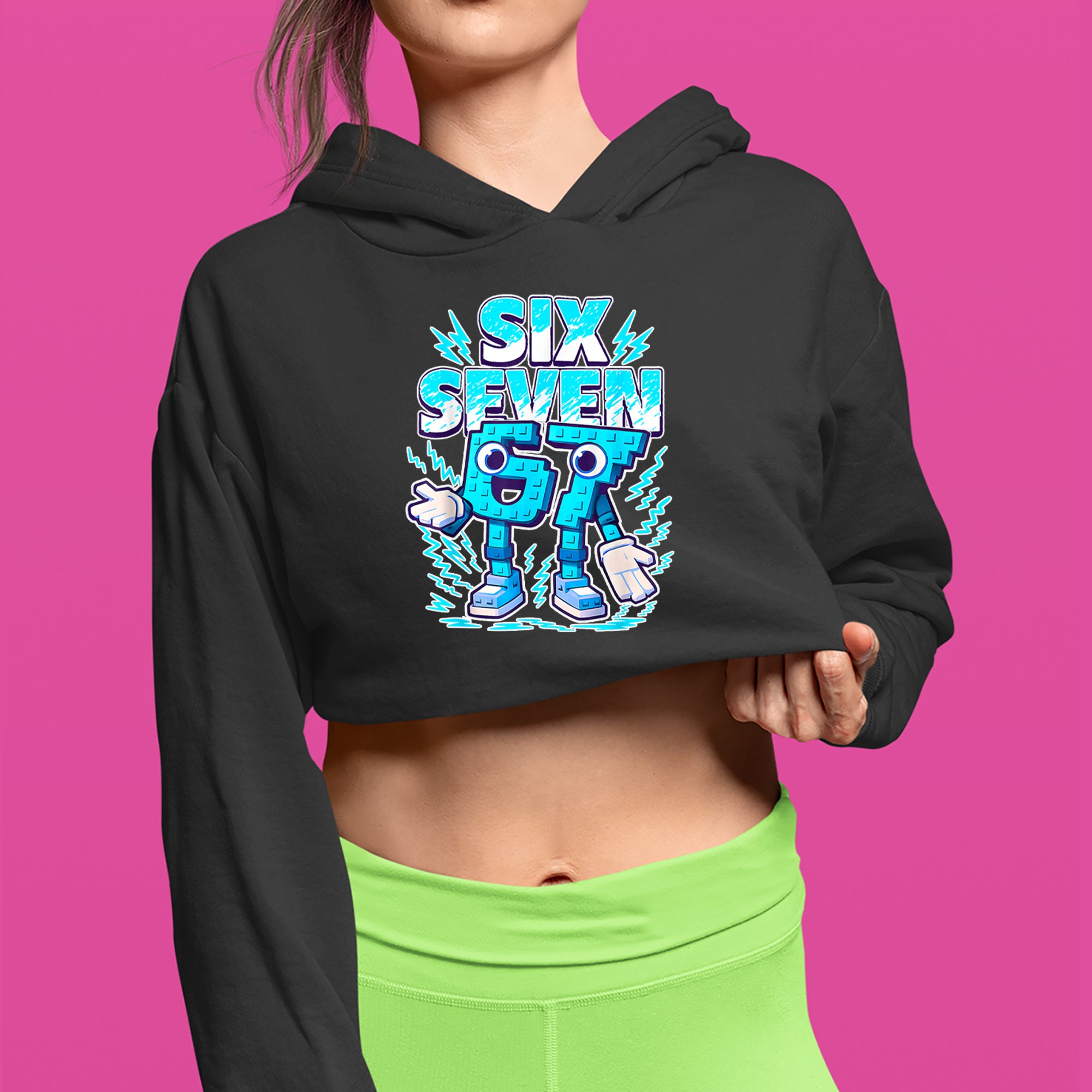 67 Brainrot Meme Slang Cropped Hoodie Sweatshirt 