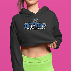Detroit Motor City Retro Piston Cropped Hoodie Sweatshirt 