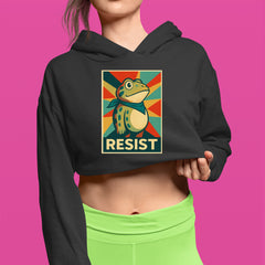 Resist Portland Protest Frog Cropped Hoodie Sweatshirt 