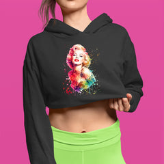 Mrs. Monroe Watercolors Bombshell Cropped Hoodie Sweatshirt 