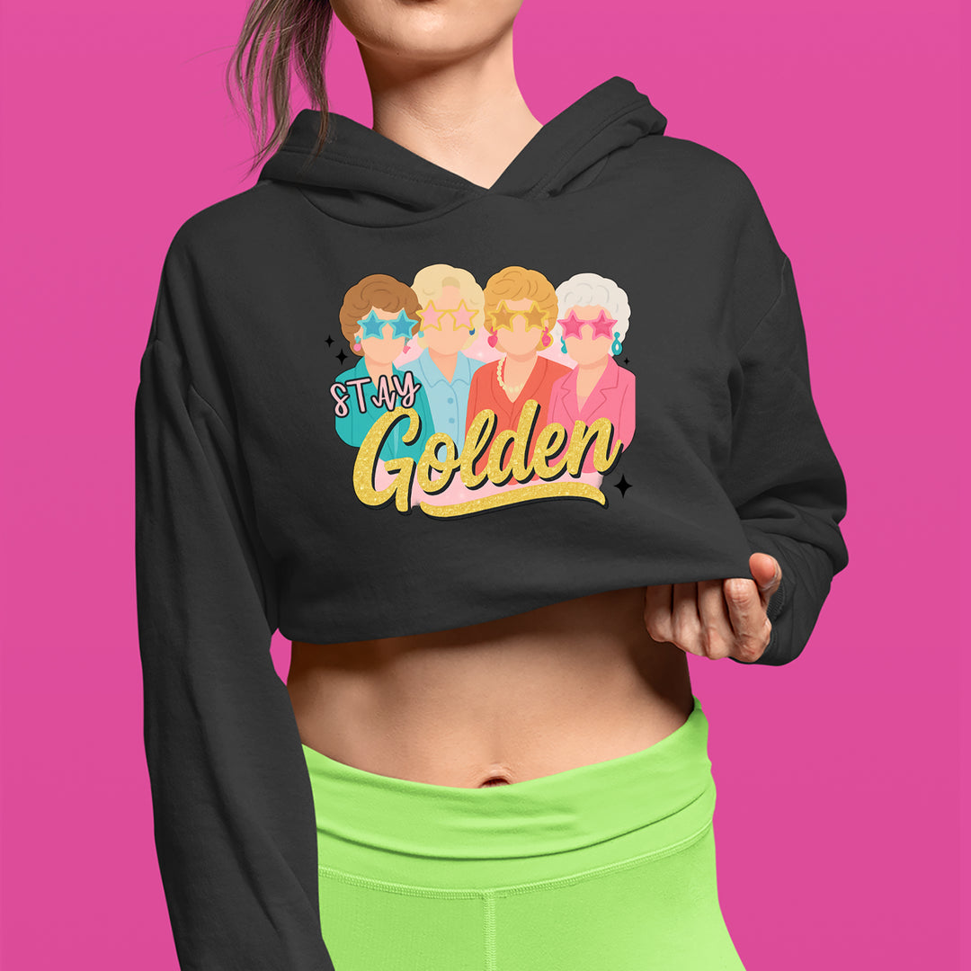 Stay Golden Girls Retro Cropped Hoodie Sweatshirt 