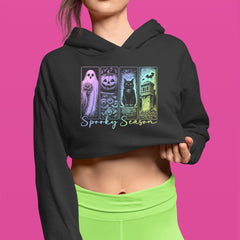 Spooky Season Cute Pastel Halloween Design Cropped Hoodie Sweatshirt 