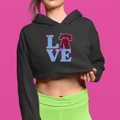 Love Philly Liberty Bell Cropped Hoodie Sweatshirt 