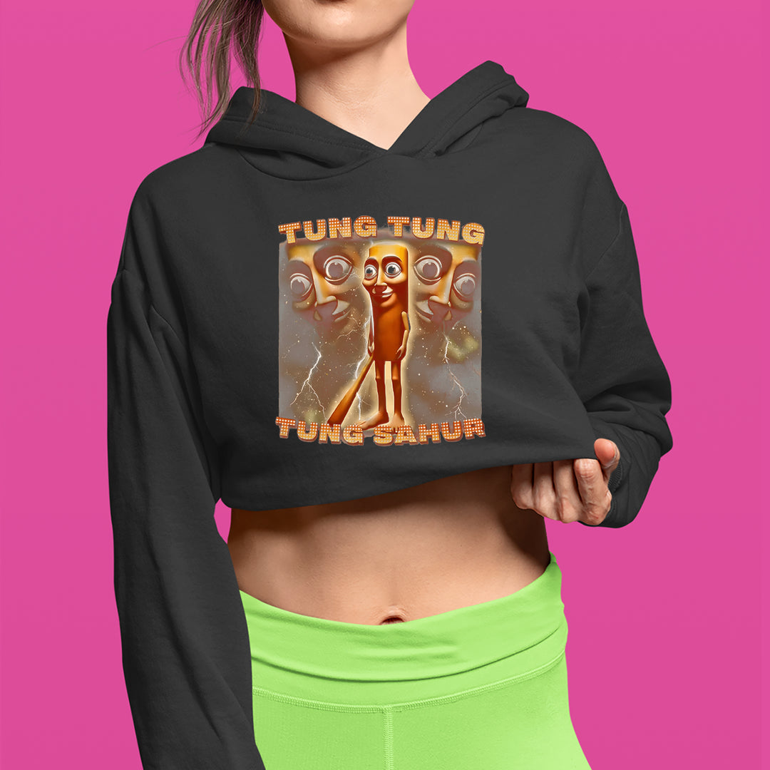 Tung Tung Tung Sahur Enforcer Cropped Hoodie Sweatshirt 
