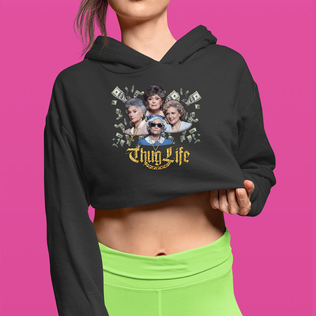 Golden Chain Thug Life Girls Cropped Hoodie Sweatshirt 
