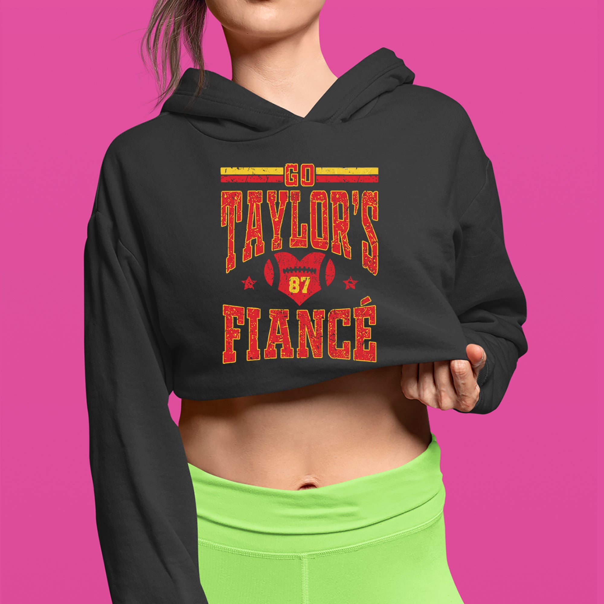 Go Taylor's Fiancé Engagement Game Day Cropped Hoodie Sweatshirt 