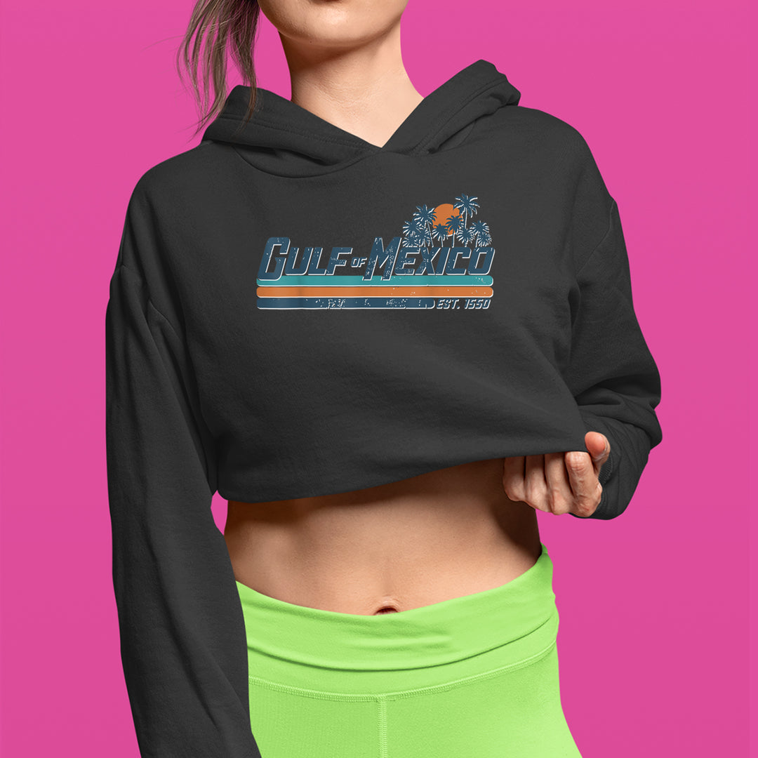 Gulf Of Mexico Established Year 1550 Cropped Hoodie Sweatshirt 