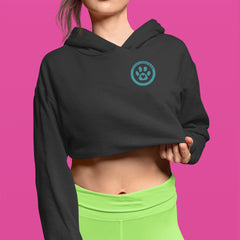 TLC To Love a Canine Dog Rescue Teal Cropped Hoodie Sweatshirt 