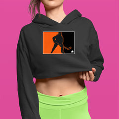 Hockey Enforcer Retro Vintage Cropped Hoodie Sweatshirt 
