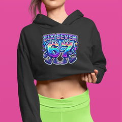Six Seven 67 Retro Pixel Buddies Cropped Hoodie Sweatshirt 