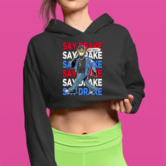 Say Drake Smiling Meme Mustard Cropped Hoodie Sweatshirt 