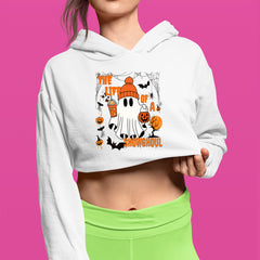 Life of a Showghoul Halloween Showgirl Vibes Cropped Hoodie Sweatshirt