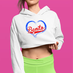 Benito Heart Puerto Rico Cropped Hoodie Sweatshirt 
