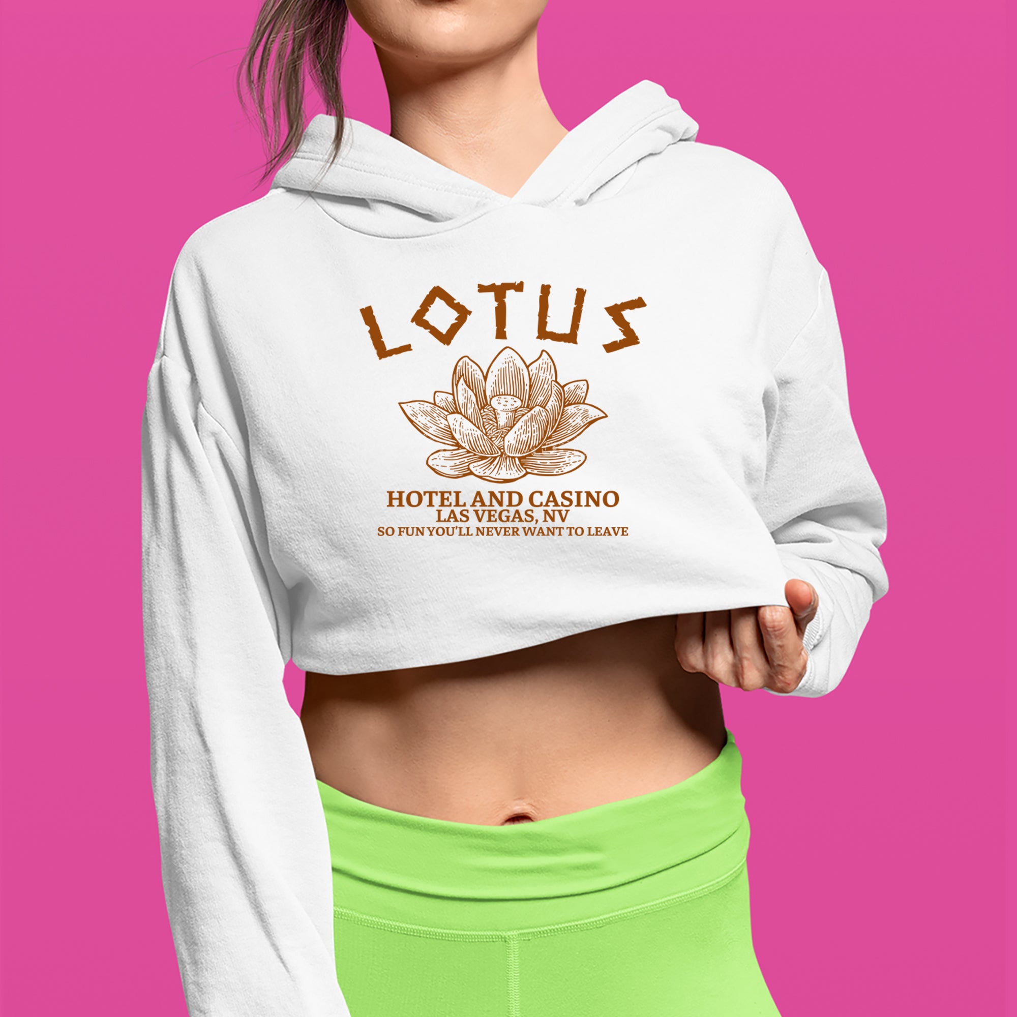Lotus Hotel and Casino Cropped Hoodie Sweatshirt 