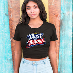Trust The Throne Crown Philly Hoops graphic on Women's Boxy Crop T-Shirt alternate view 2