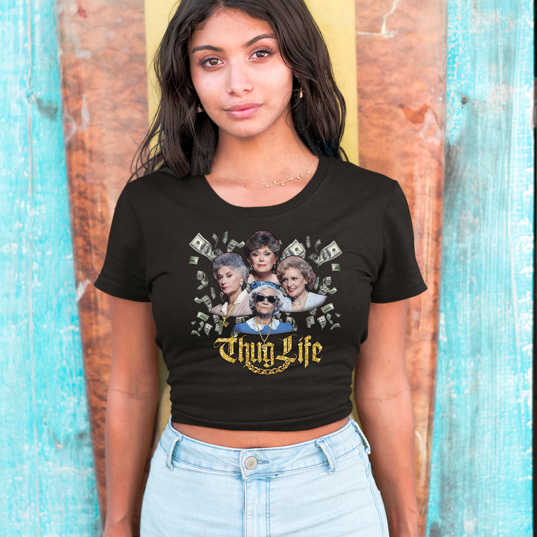 Golden Chain Thug Life Girls Cropped T-Shirt 