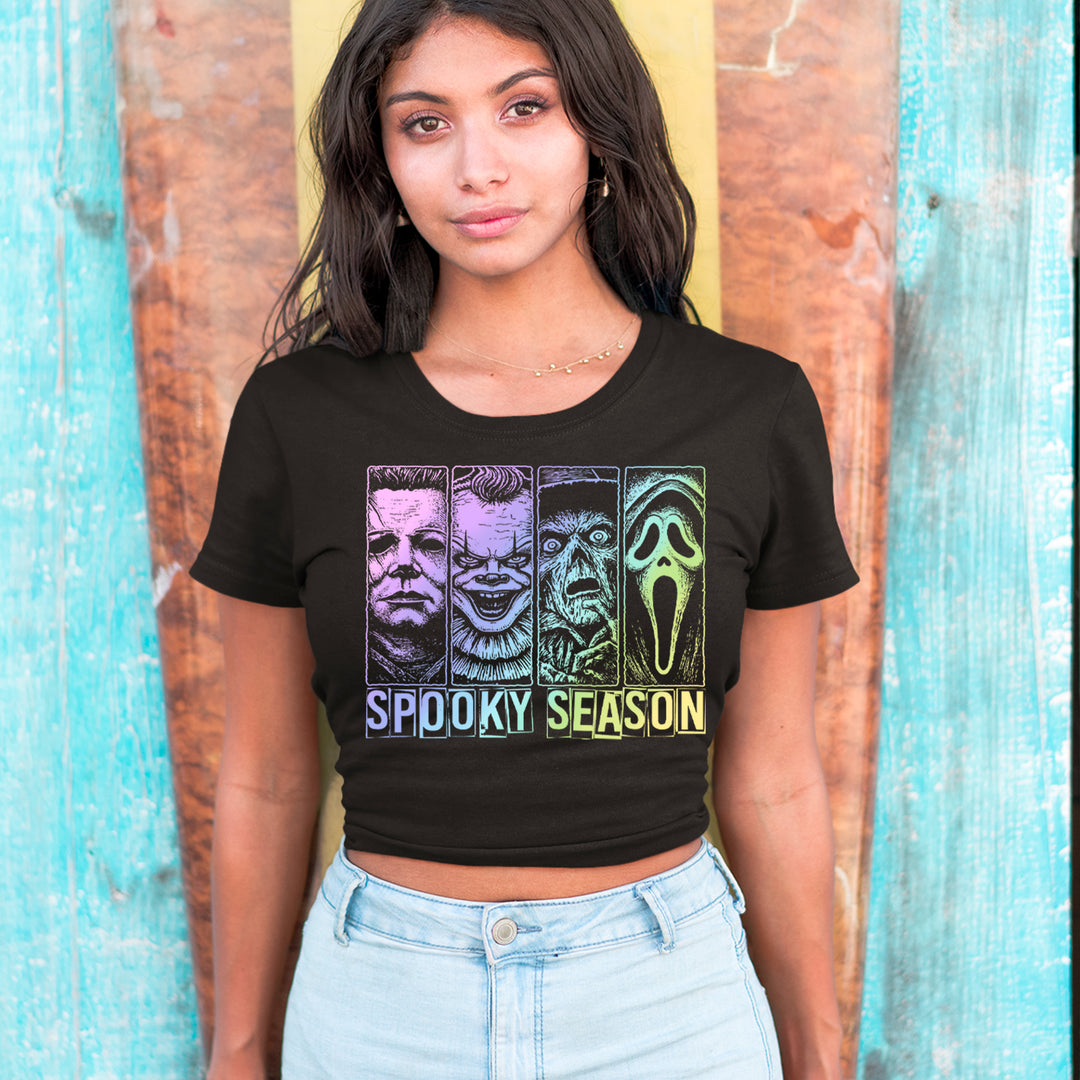 Spooky Season Horror Icons Halloween Cropped T-Shirt 