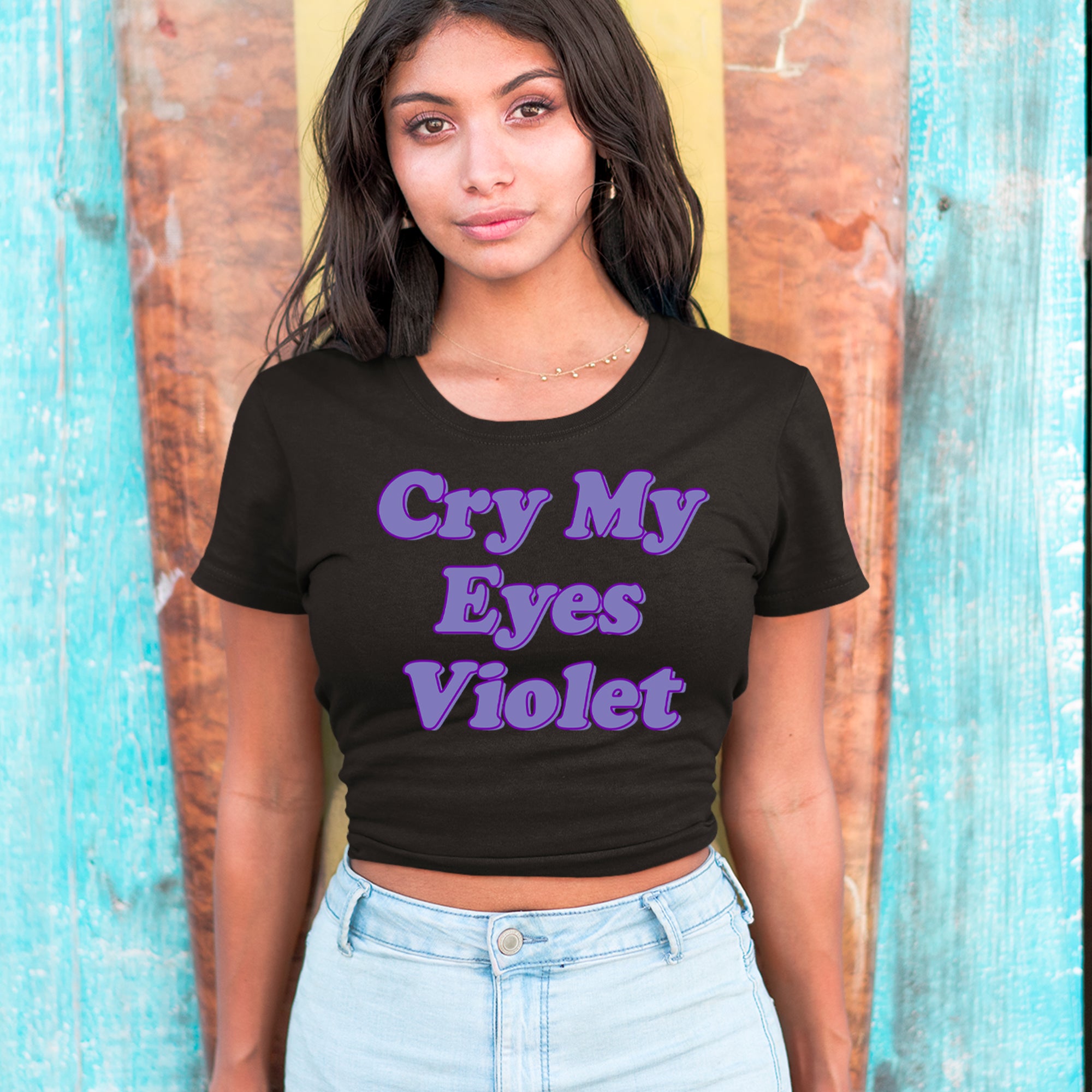 Cry My Eyes Violet Drama Queen Cropped T-Shirt 