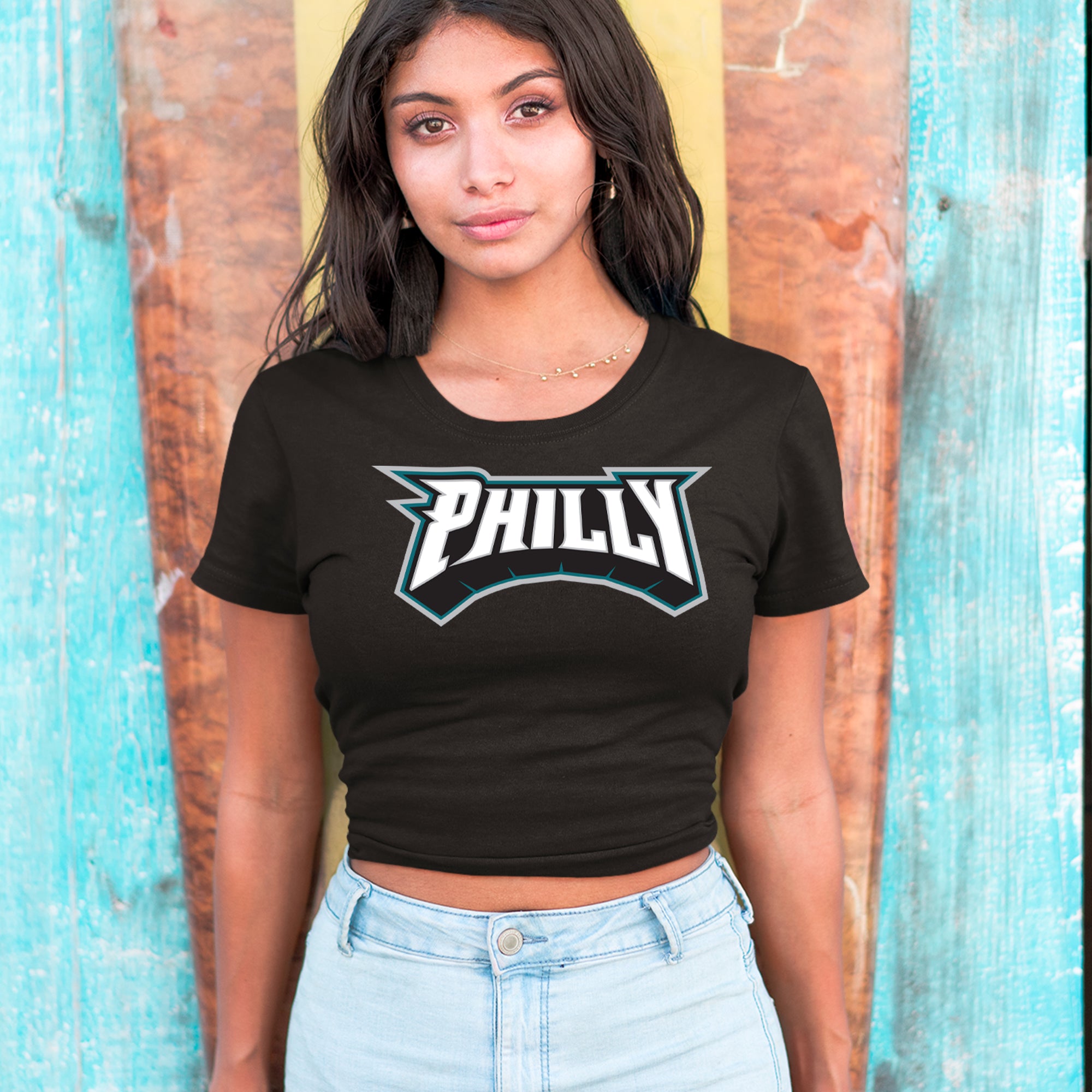 Philly Bold Block Throwback Cropped T-Shirt 