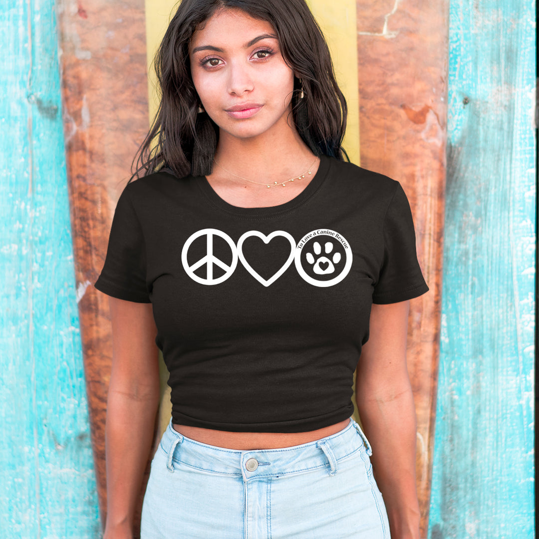 Peace, Love and TLC Dog Rescue Cropped T-Shirt 