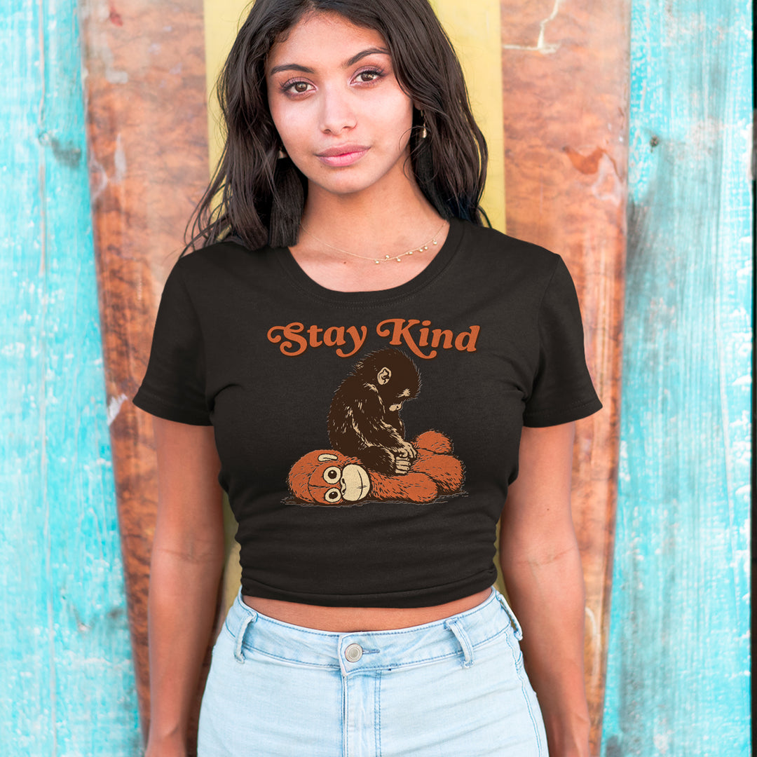 Punch Stay Kind Macaque Cropped T-Shirt 