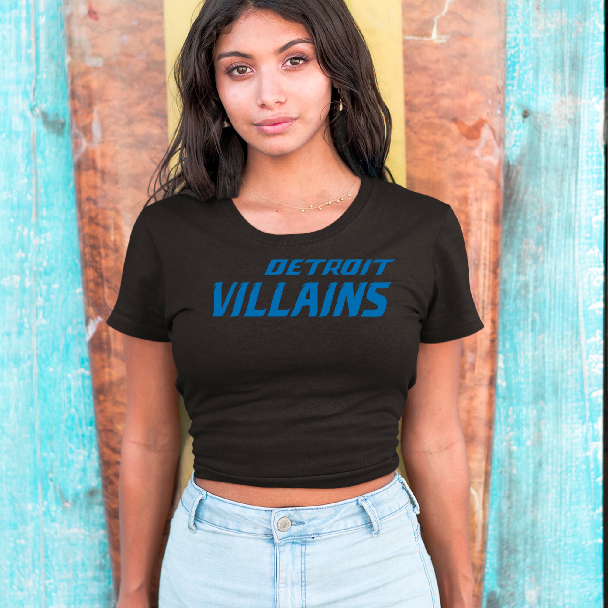 Detroit Villains Grit Football Cropped T-Shirt 