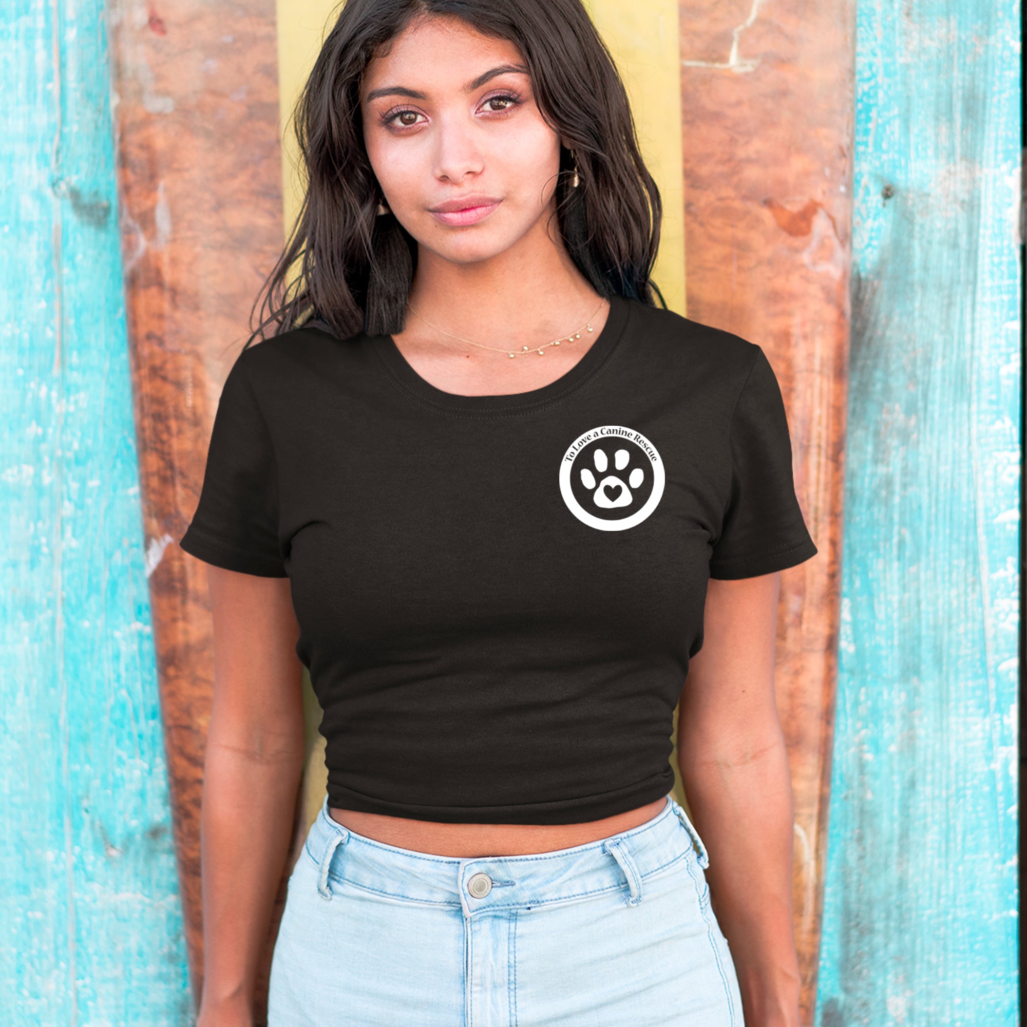 TLC To Love a Canine Dog Rescue White Cropped T-Shirt 