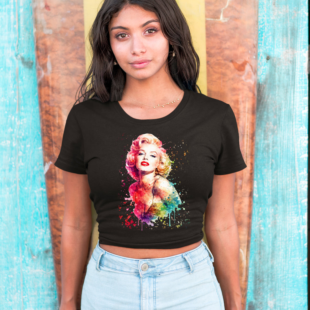 Mrs. Monroe Watercolors Bombshell Cropped T-Shirt 
