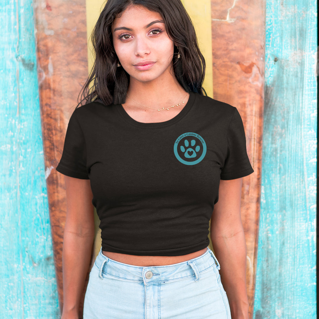 TLC To Love a Canine Dog Rescue Teal Cropped T-Shirt 