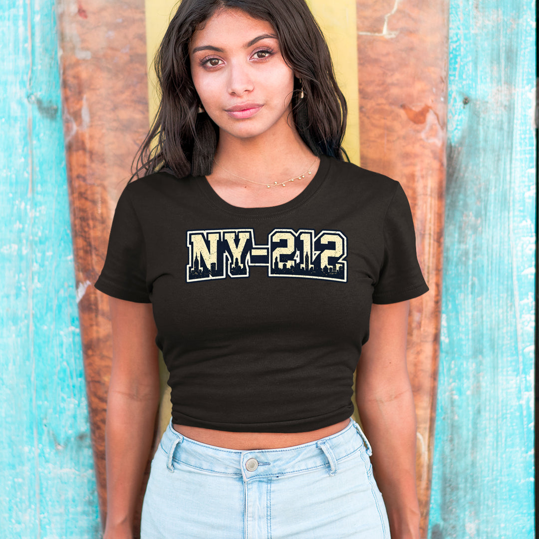 New York City 212 Area Code Skyline  Cropped T-Shirt 
