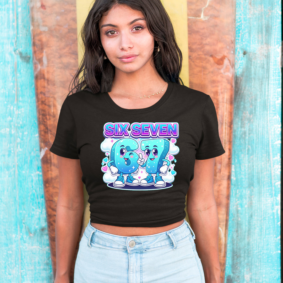 67 Six Seven Meme Kawaii Cloud Cropped T-Shirt 