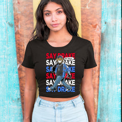 Say Drake Smiling Meme Mustard Cropped T-Shirt 