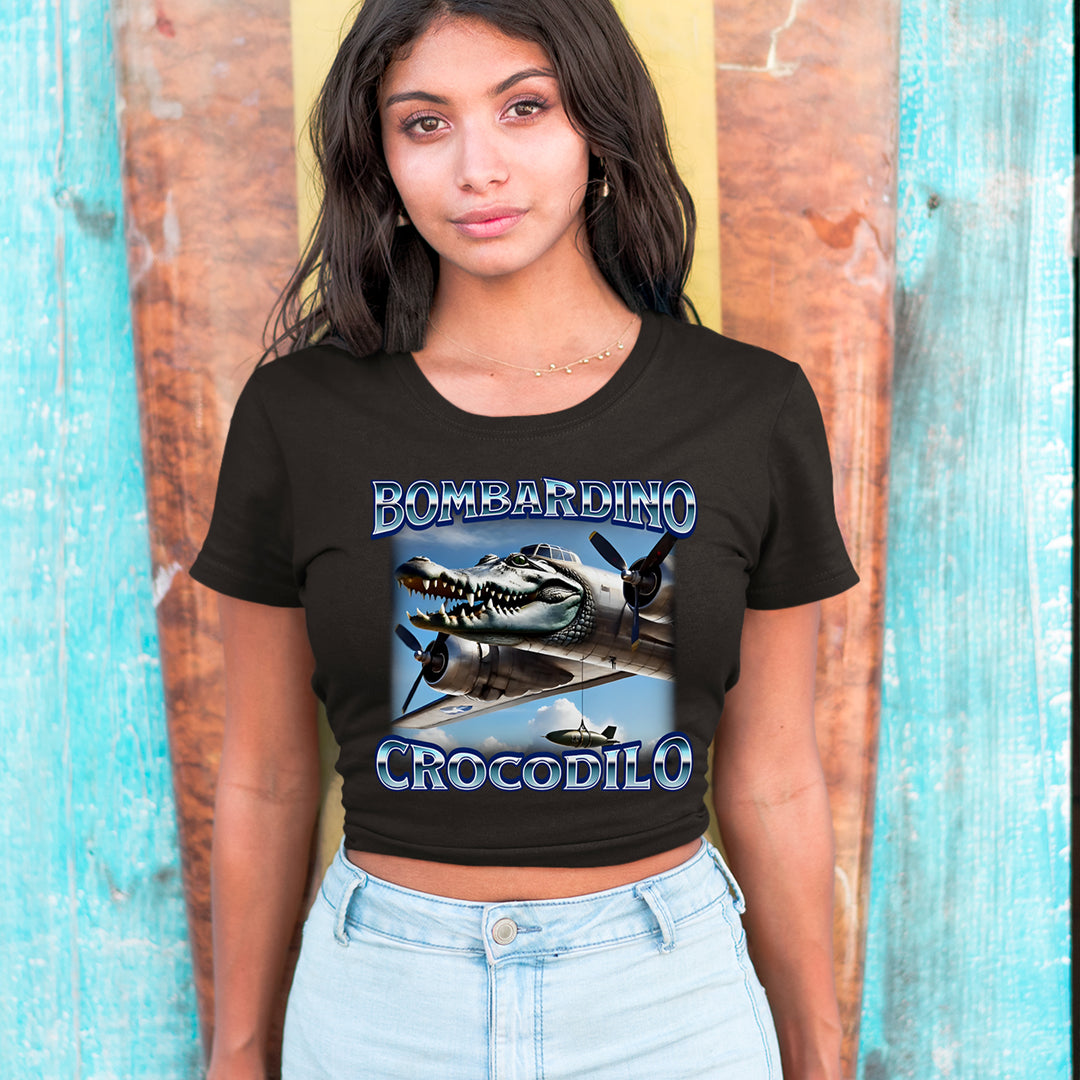 Bombardino Crocodilo Brainrot Cropped T-Shirt 